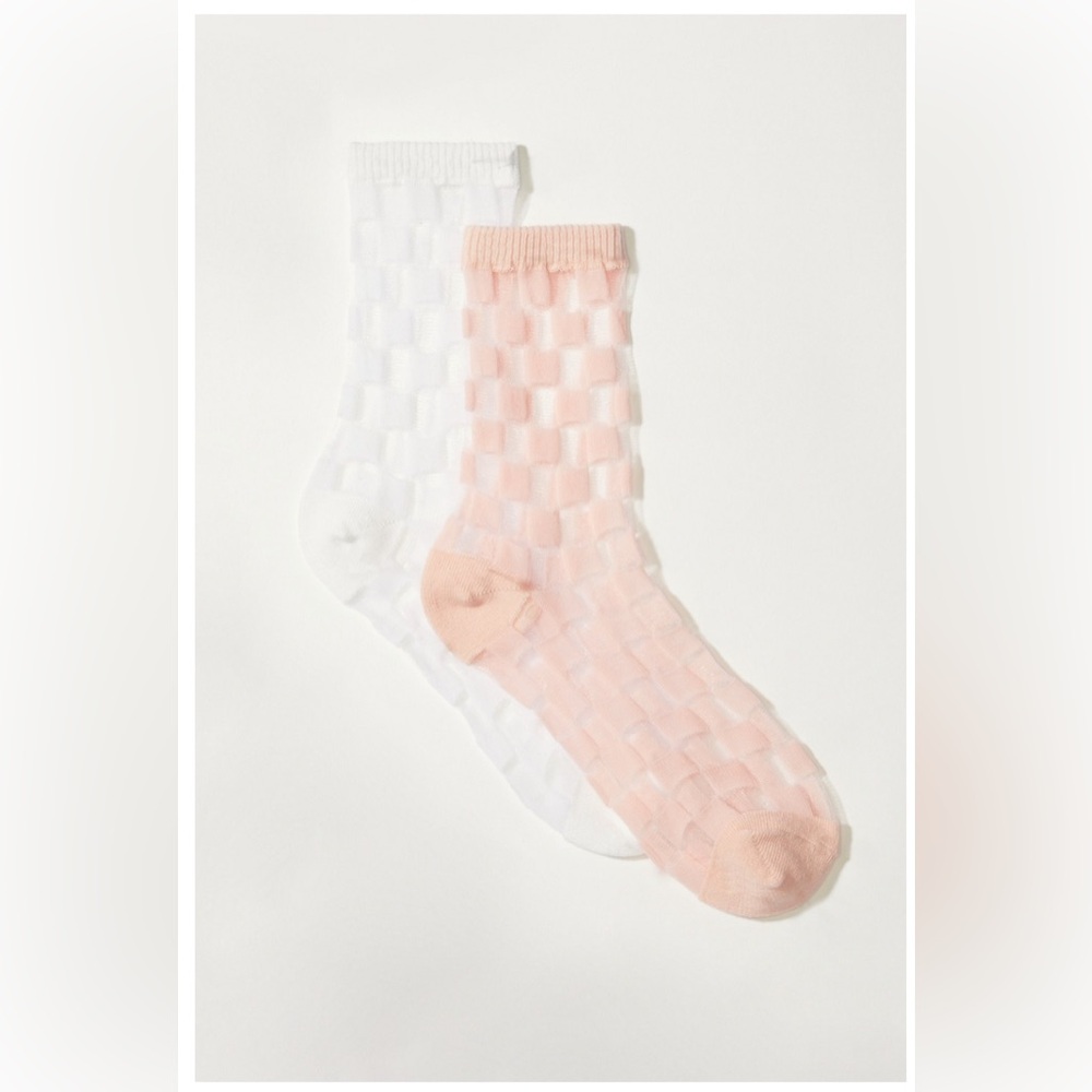 Lucky Brand Sheer Checkered Crew Sock 2 pack